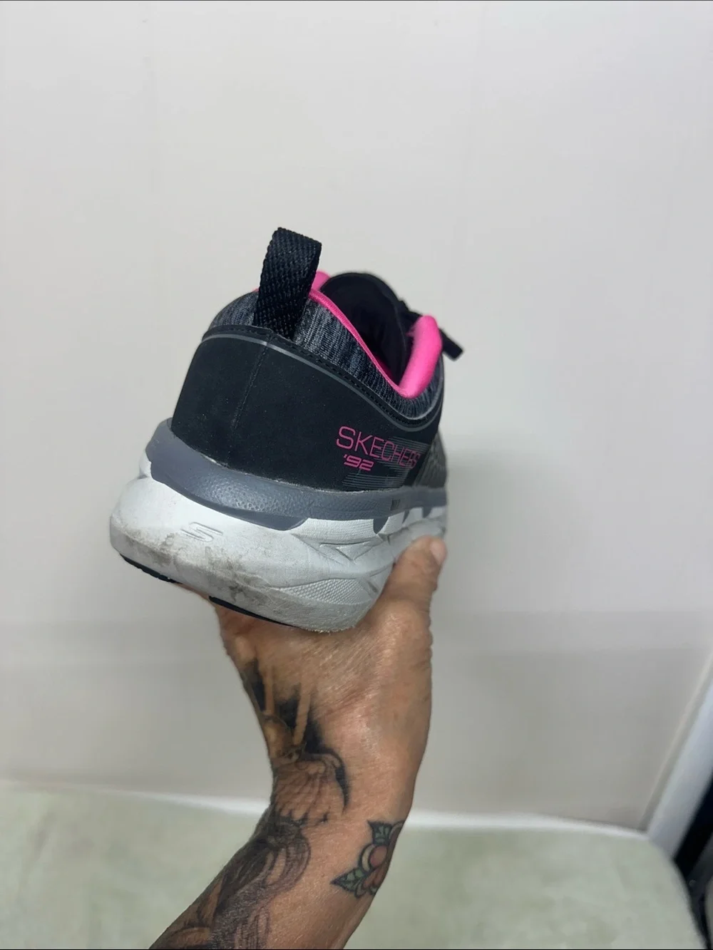 Skechers GO RUN Women's Black Athletic Sneakers with Hot Pink Interior